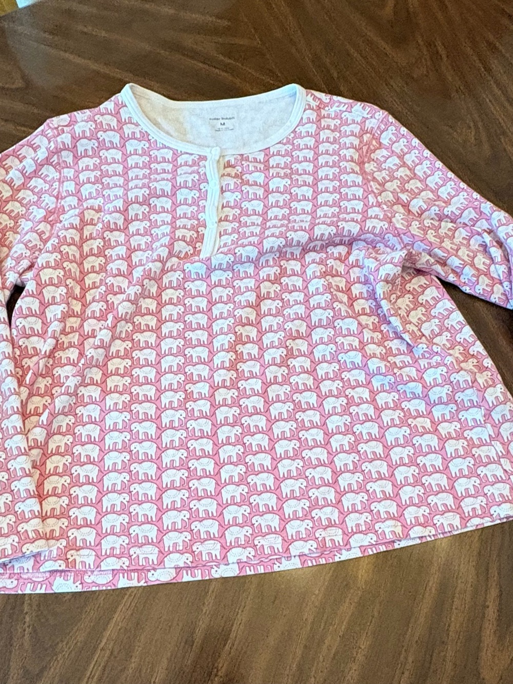 Roller Rabbit Pink and White Elephant Print Pajama Top